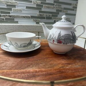Elegant White Teapot and Teacup Set